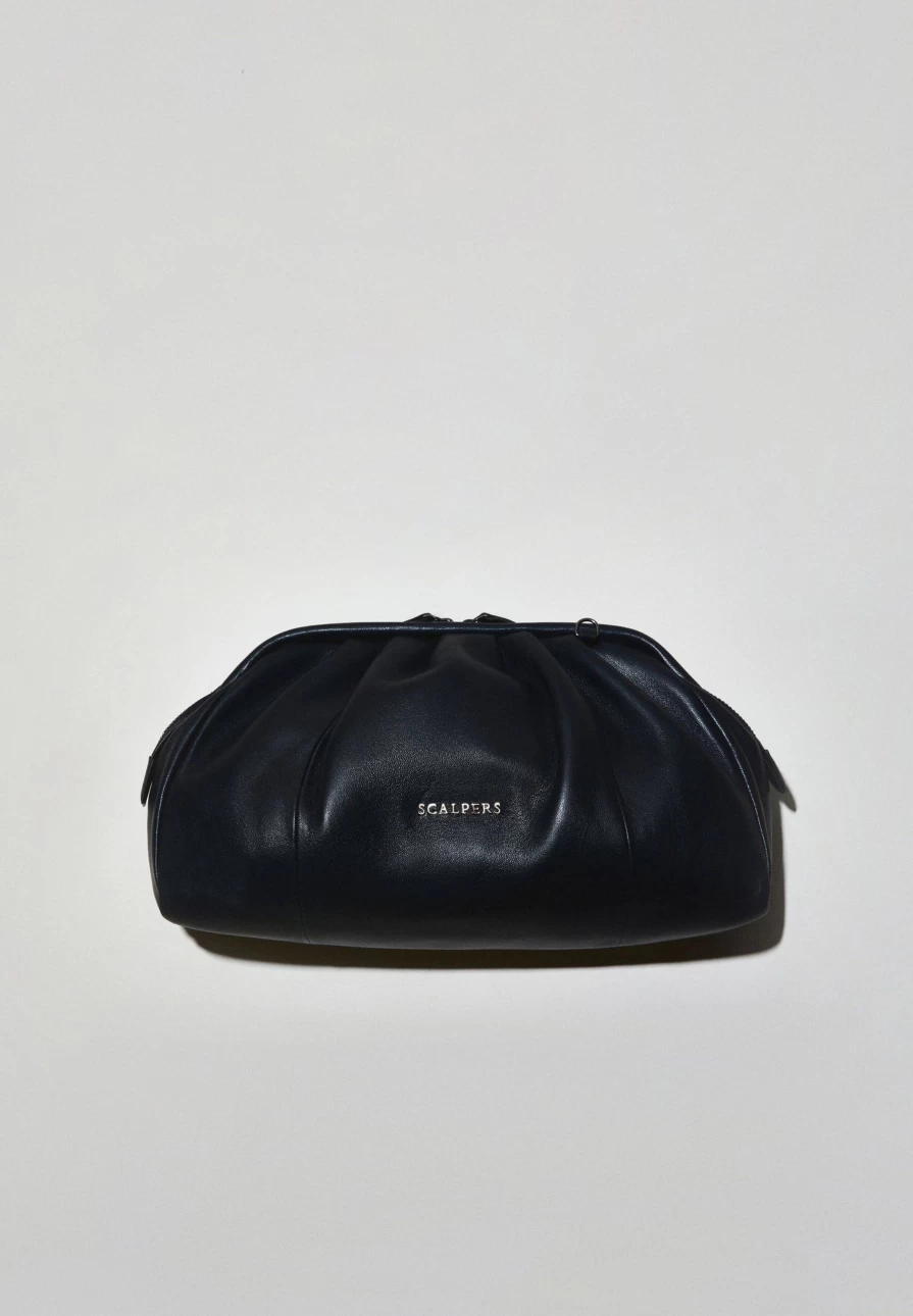 "ScalpersCompany Women's Ruched Leather Clutch Bag - Stylish Designer Handbag for Evening & Party"