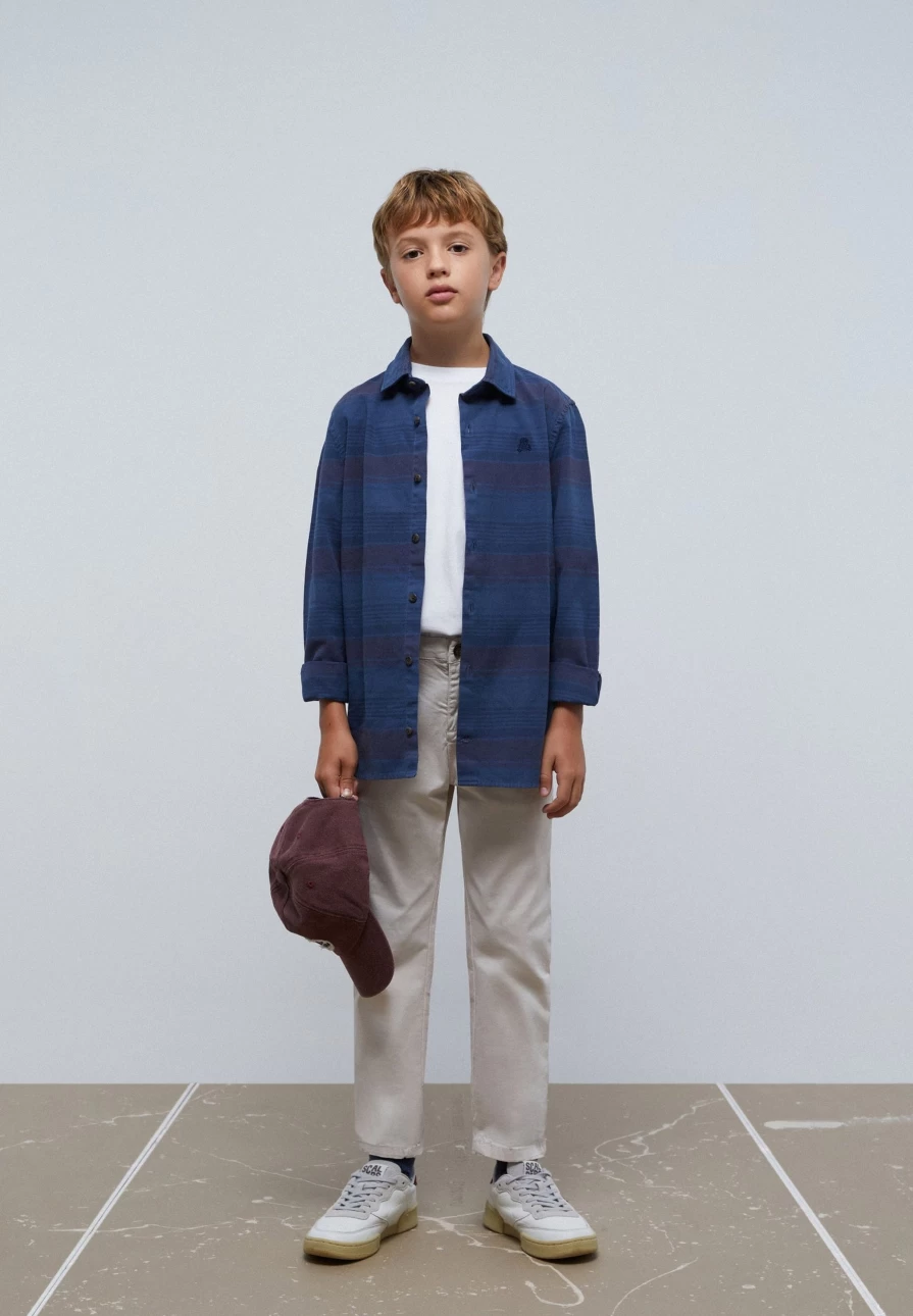 "Navy Striped Denim Shirt for Kids by ScalpersCompany – Boys & Girls Stylish Top"