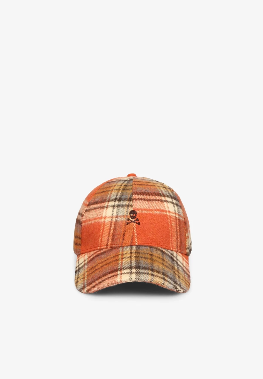 "ScalpersCompany Women's Check Cap With Contrast Skull Design"