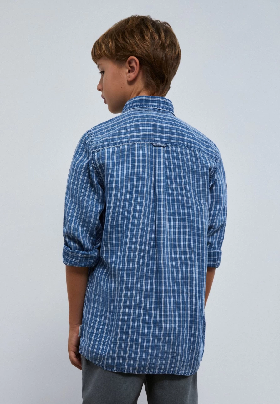 "ScalpersCompany Kids Blue Check Denim Shirt - Stylish Checked Casual Top for Children"