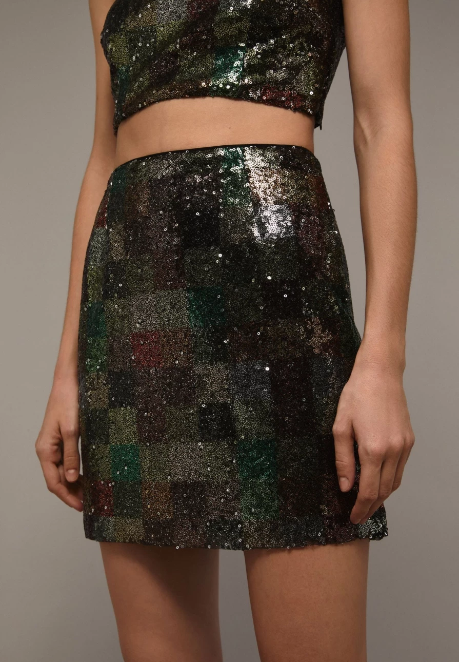 "ScalpersCompany Women's Sparkly Sequined Mini Skirt for Party & Night Out"