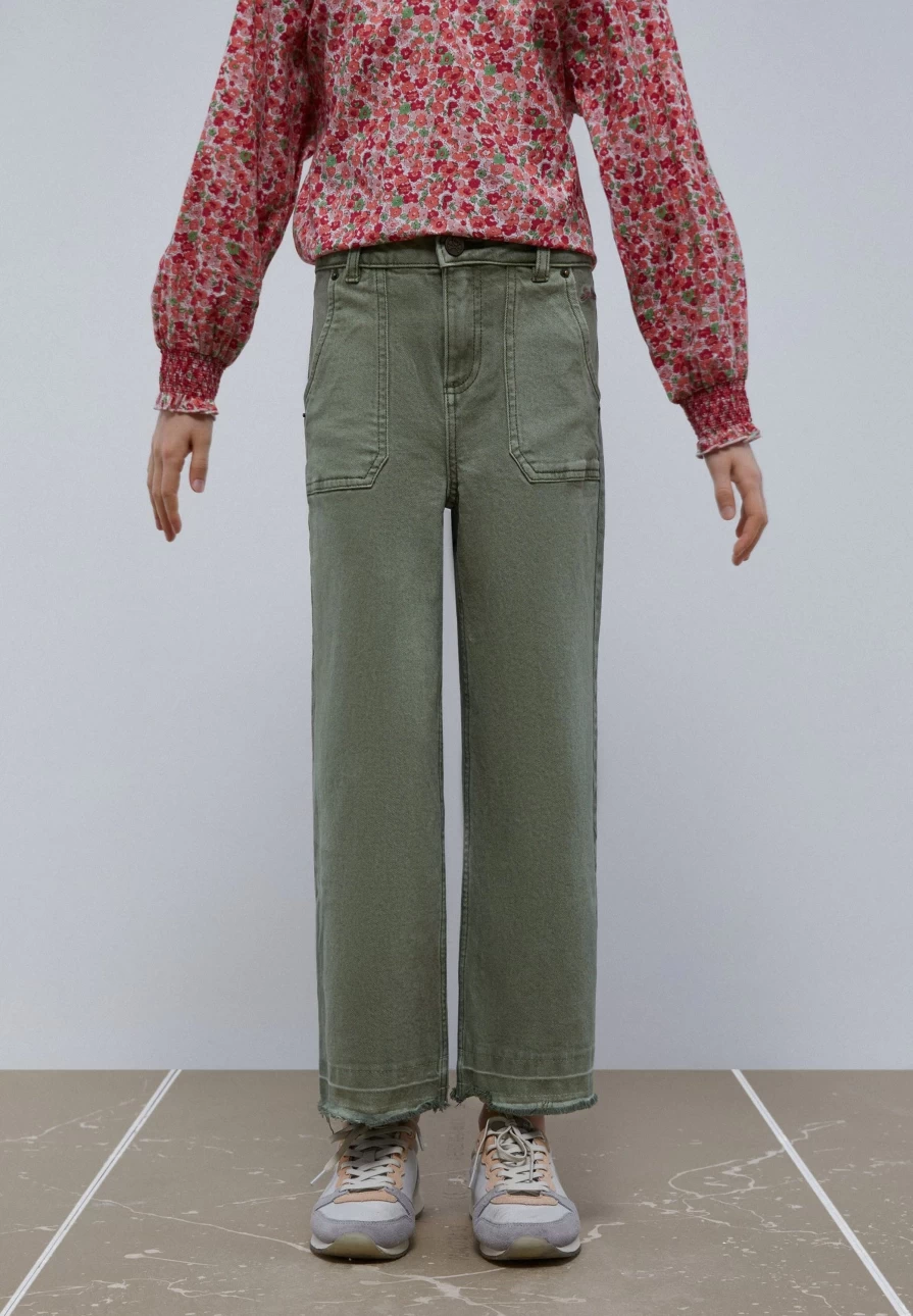 "ScalpersCompany Kids' Wide Leg Frayed Edge Trousers for Stylish Comfort"