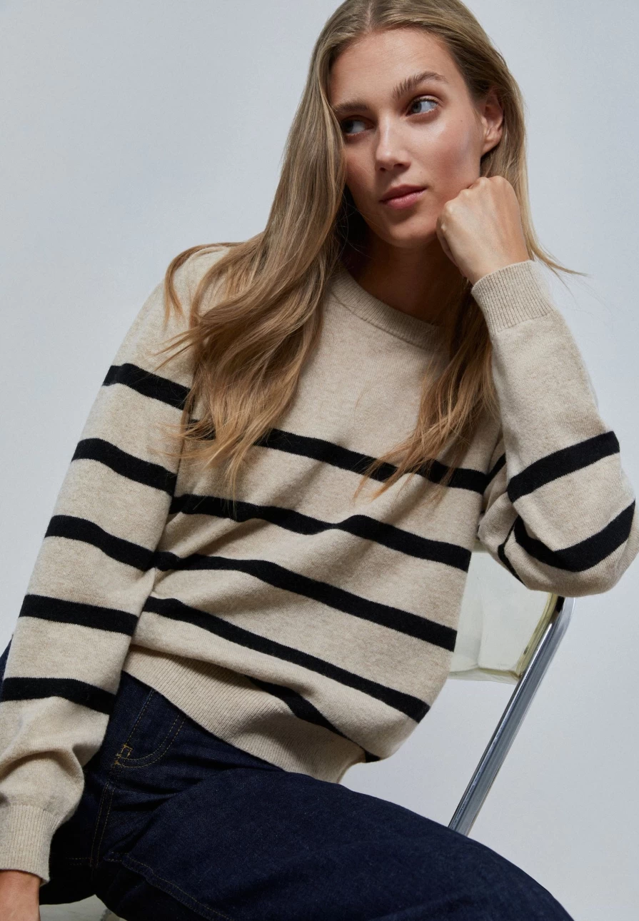 "ScalpersCompany Women's Stylish Shoulder Detail Sweater - Trendy Knit Top"