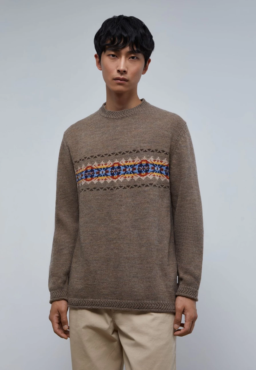 "ScalpersCompany Men's Grey Ribbed-Knit Sweater"