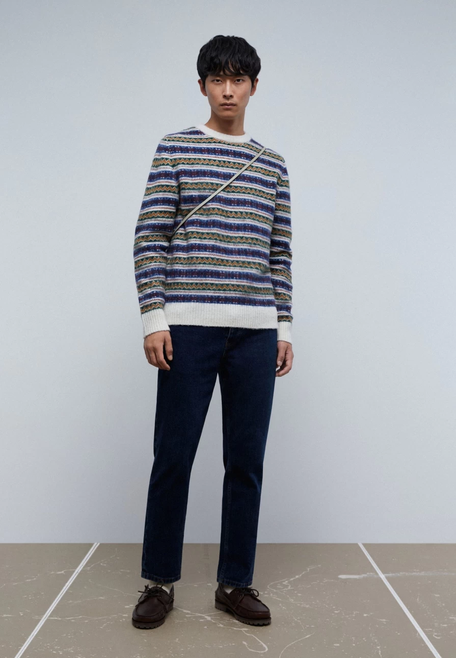 "ScalpersCompany Men's Wool Sweater with Embroidered Motifs – Premium Knitwear"