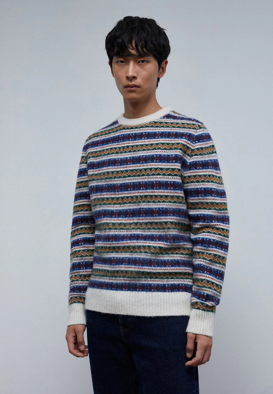"ScalpersCompany Men's Wool Sweater with Embroidered Motifs – Premium Knitwear"