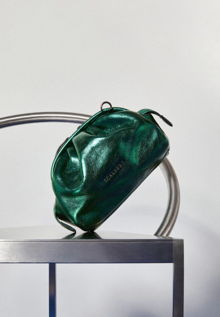 "ScalpersCompany Women's Metallic Green Clutch Bag - Elegant Evening Purse"