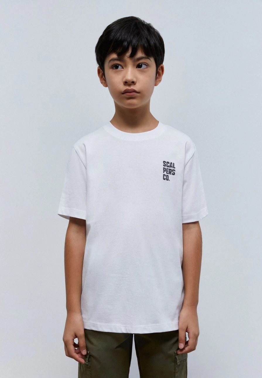 "ScalpersCompany Kids Minimalist Print Back T-Shirt - Comfortable Cotton Tee for Children"