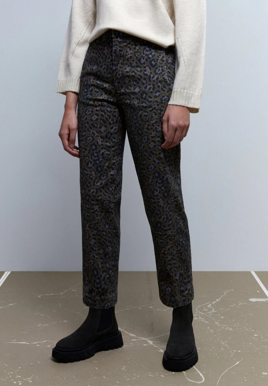 "ScalpersCompany Women's Animal Print Chino Trousers - Stylish Casual Pants"
