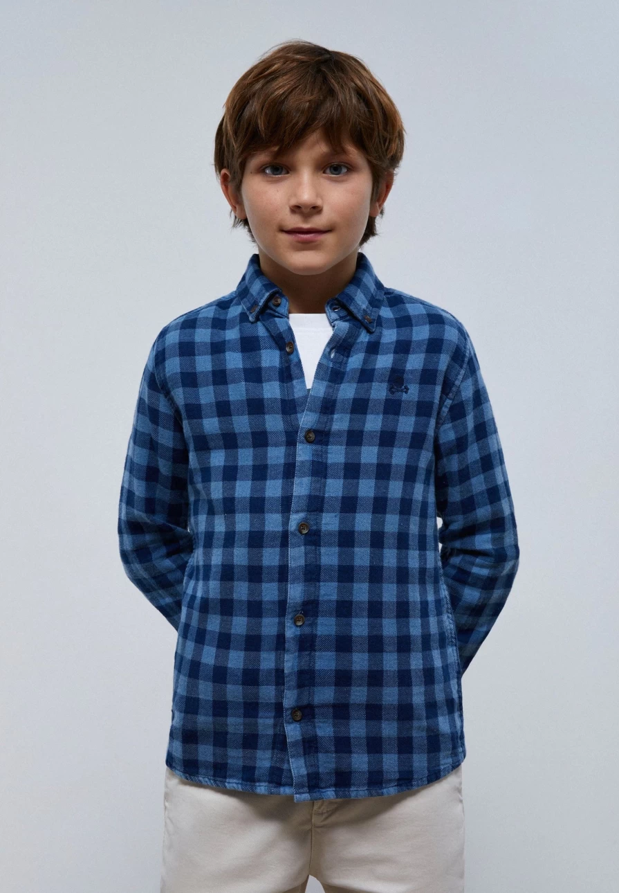 "ScalpersCompany Kids Blue Check Plaid Shirt – Stylish & Comfortable"