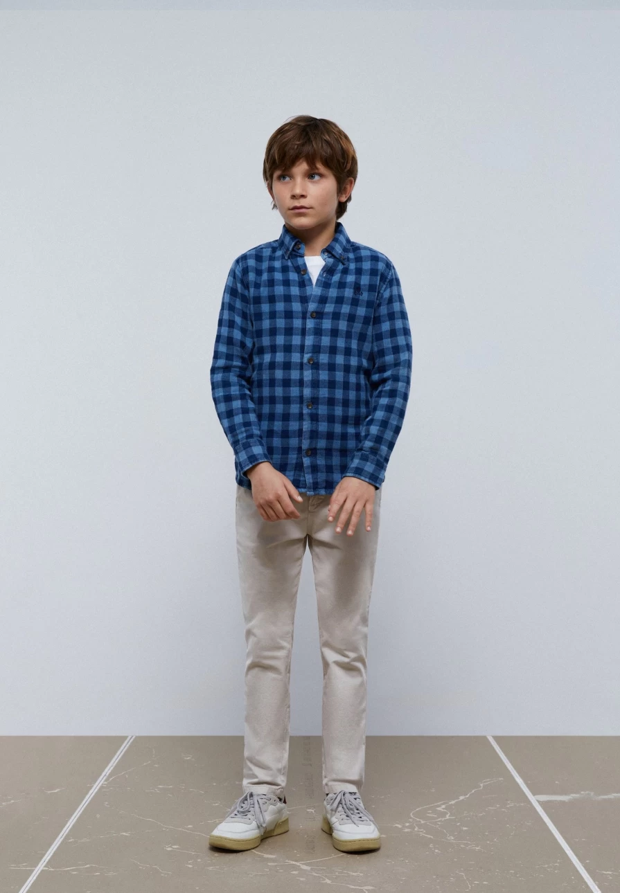 "ScalpersCompany Kids Blue Check Plaid Shirt – Stylish & Comfortable"