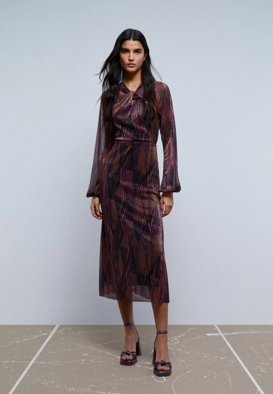 "ScalpersCompany Women's Multicolor Dress with Stylish Neckline Opening"