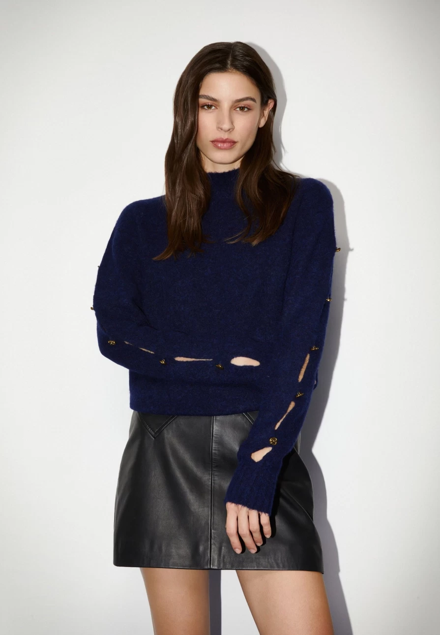 "ScalpersCompany Women's Buttoned Sleeve Sweater - Stylish & Comfortable Knit Top"