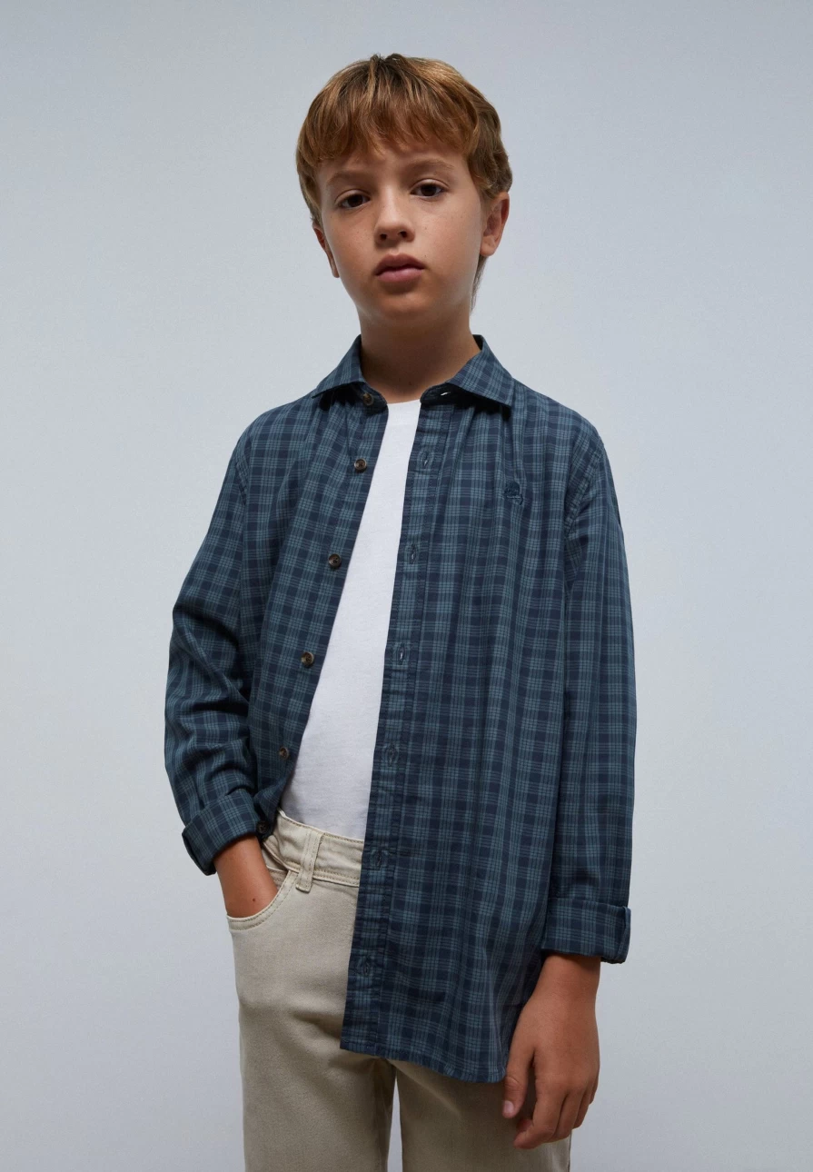 "ScalpersCompany Green Check Kids Shirt - Stylish Skull Print Checkered Top for Children"
