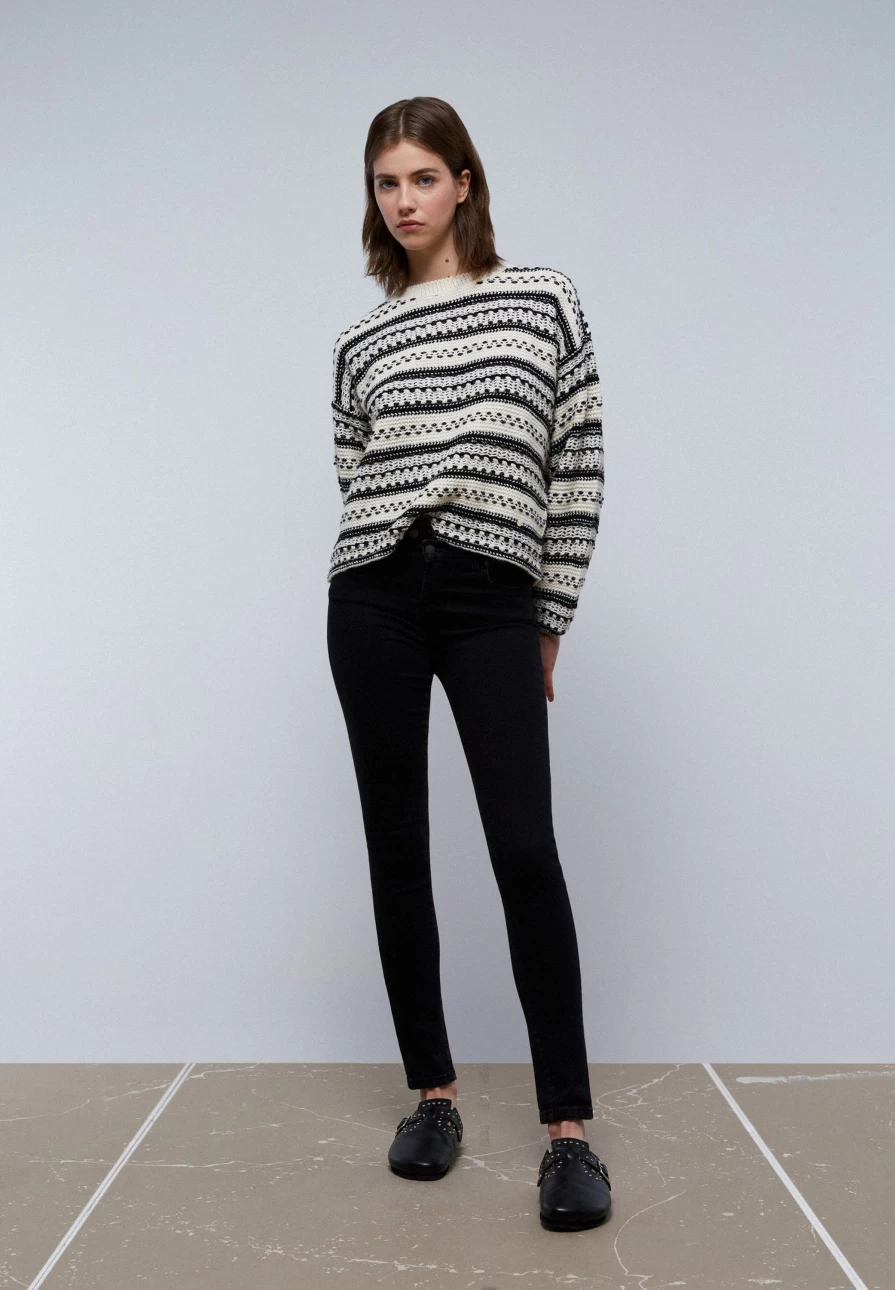 "Scalperscompany Women's Black Skinny Jeans with Button Details"