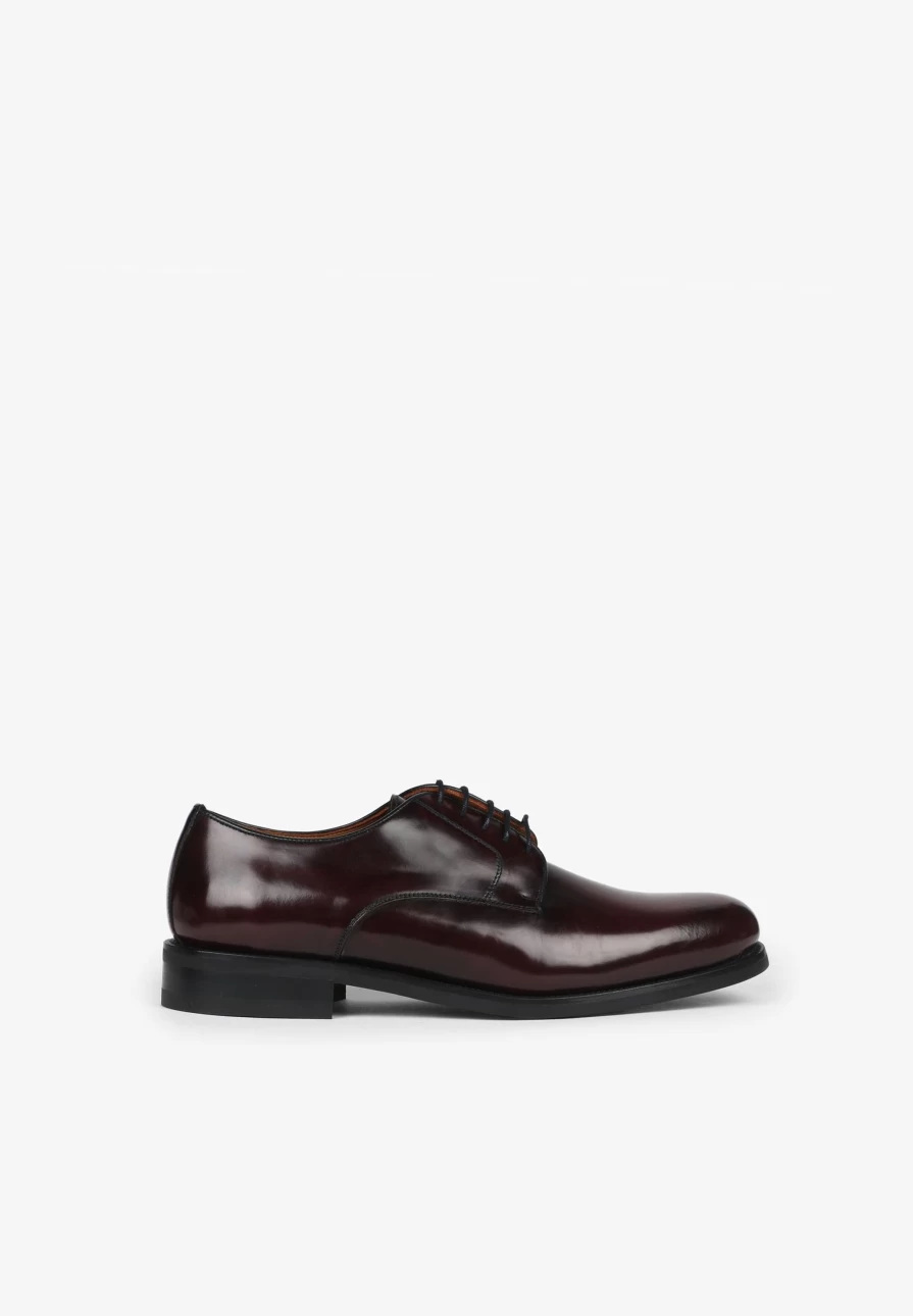 "ScalpersCompany Burgundy Leather Lace-Up Shoes for Men"