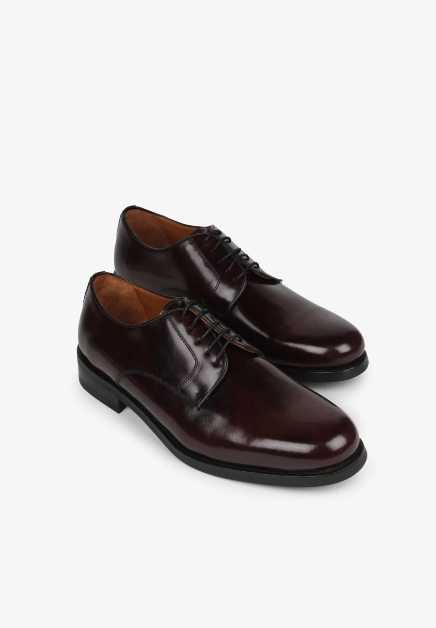"ScalpersCompany Burgundy Leather Lace-Up Shoes for Men"