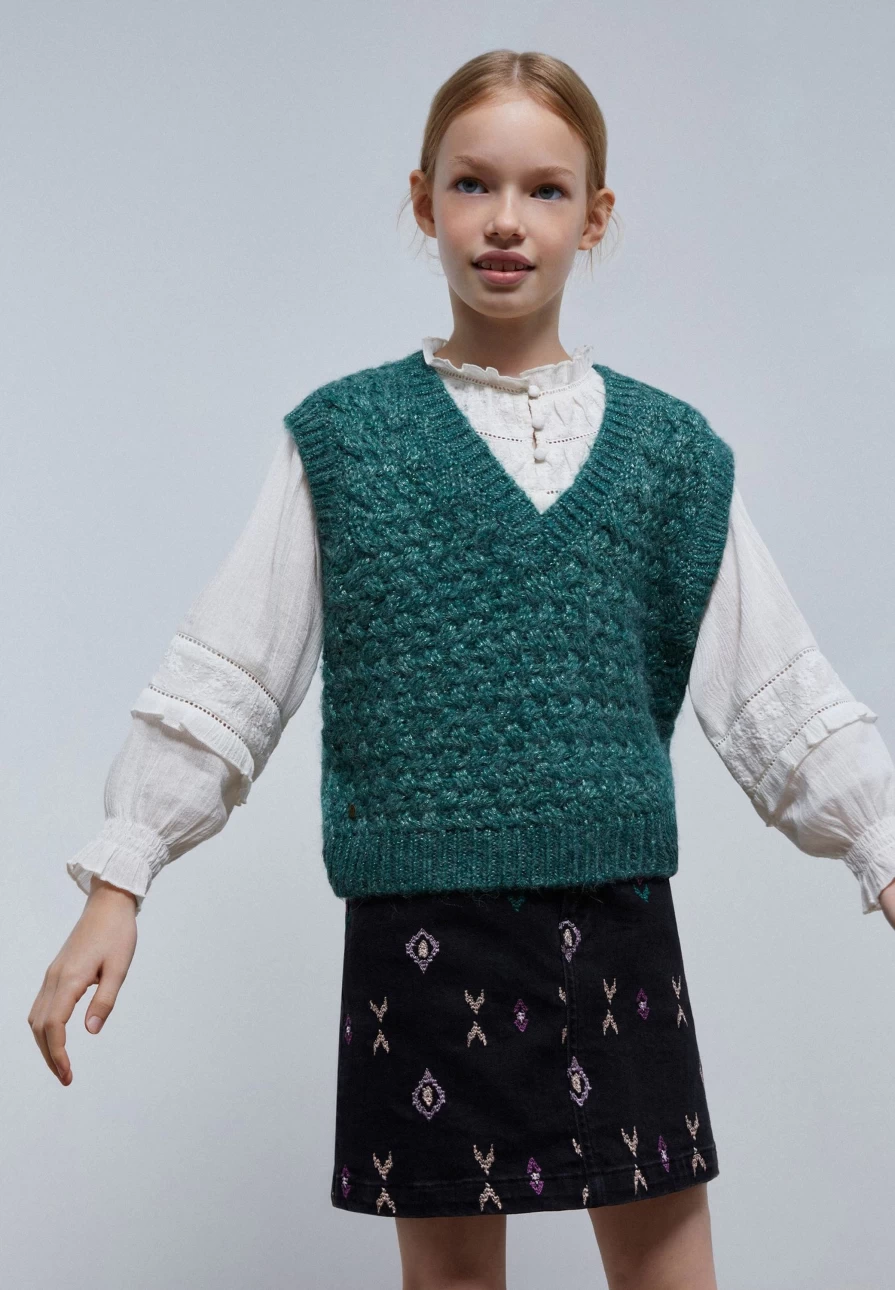 "Scalpers Company Kids Knit Gilet with Lurex Detail - Stylish & Comfortable"