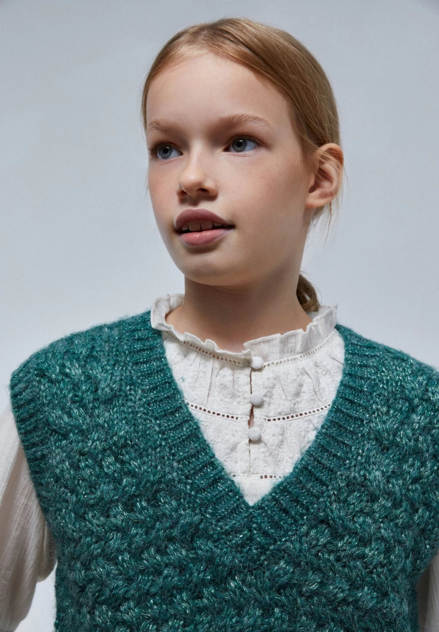 "Scalpers Company Kids Knit Gilet with Lurex Detail - Stylish & Comfortable"
