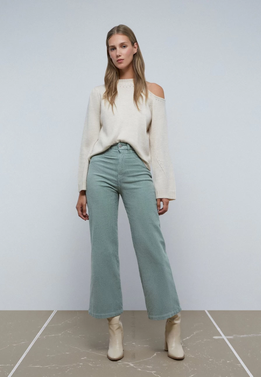 "ScalpersCompany Women's Corduroy Culotte Trousers - High Waisted Wide Leg Pants for Women"