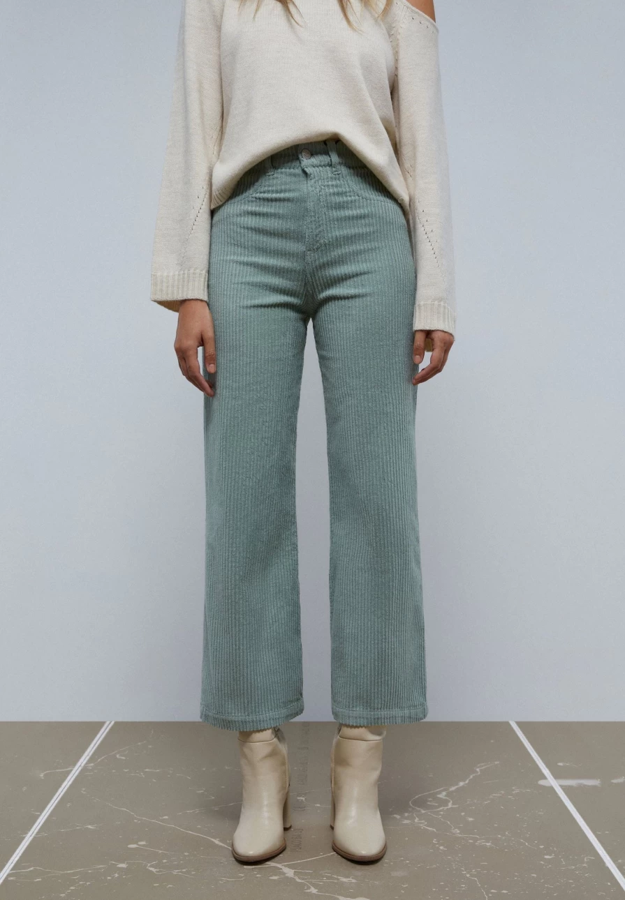 "ScalpersCompany Women's Corduroy Culotte Trousers - High Waisted Wide Leg Pants for Women"