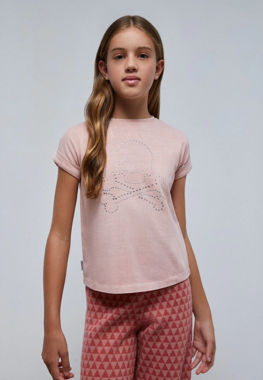 "ScalpersCompany Kids Rhinestone Skull T-Shirt - Sparkling Graphic Tee for Children"