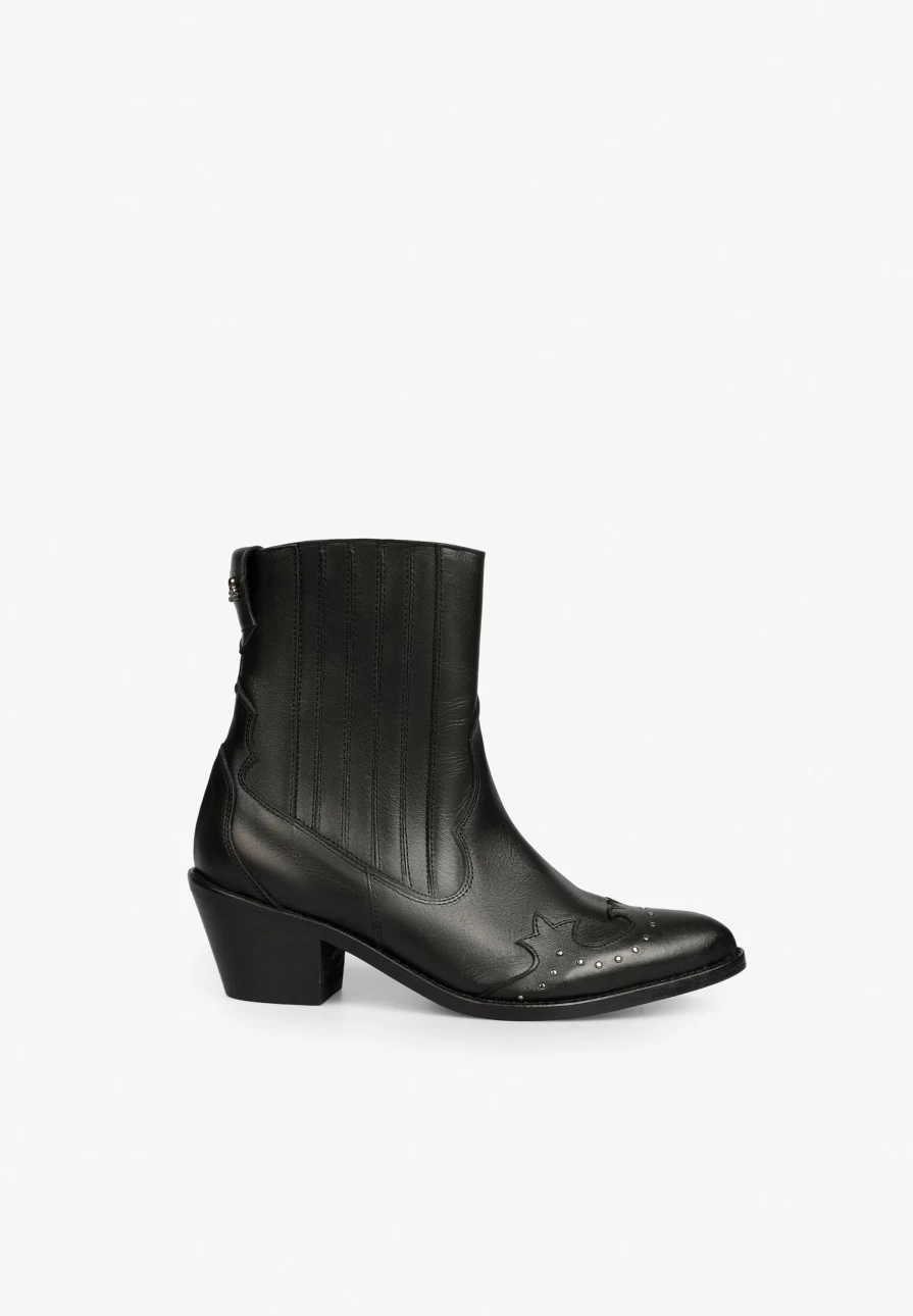 "ScalpersCompany Women's Black Studded Cowboy Ankle Boots"