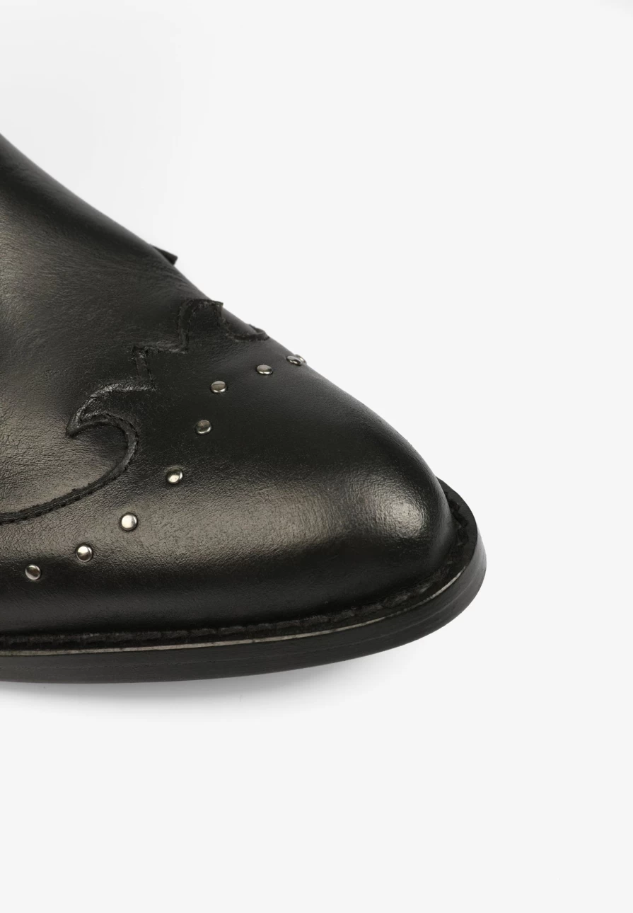 "ScalpersCompany Women's Black Studded Cowboy Ankle Boots"