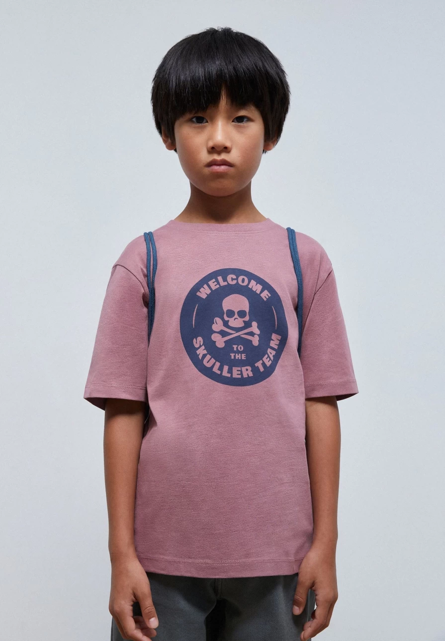 "ScalpersCompany Kids' Faded Round Print T-Shirt - Stylish Graphic Tee for Children"