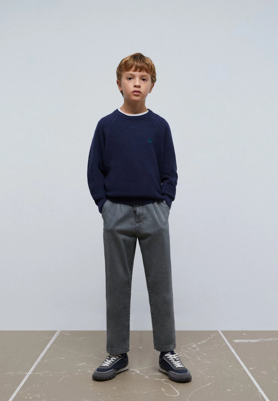"ScalpersCompany Kids Textured Raglan Sleeve Sweater"