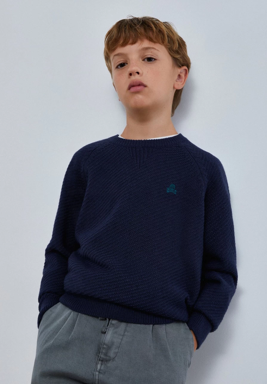 "ScalpersCompany Kids Textured Raglan Sleeve Sweater"