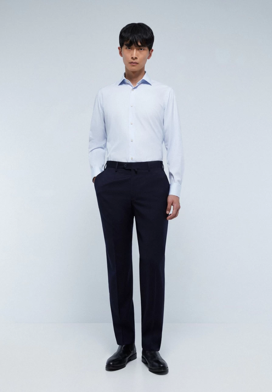 "ScalpersCompany Men's Slim Fit Smart Shirt - Blue Stripes Stylish Formal Wear"
