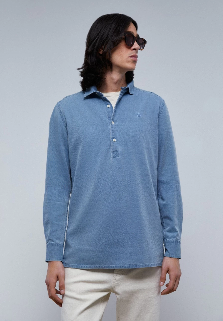 "Scalpers Men's Denim Shirt - Stylish Casual Polera for Men"