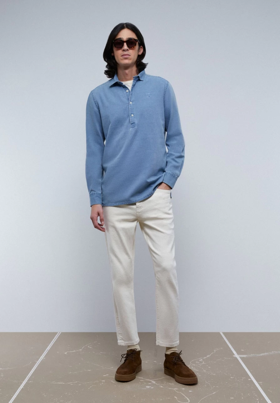 "Scalpers Men's Denim Shirt - Stylish Casual Polera for Men"