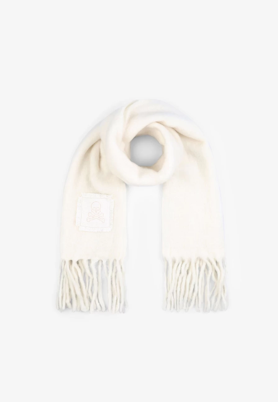 "Scalperscompany Women's Stylish Scarf with Embroidered Skill Patch Design"