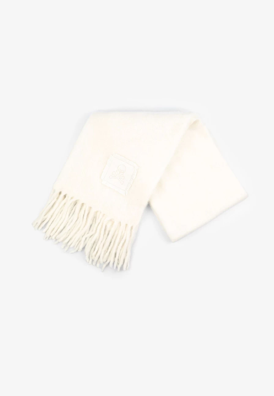 "Scalperscompany Women's Stylish Scarf with Embroidered Skill Patch Design"