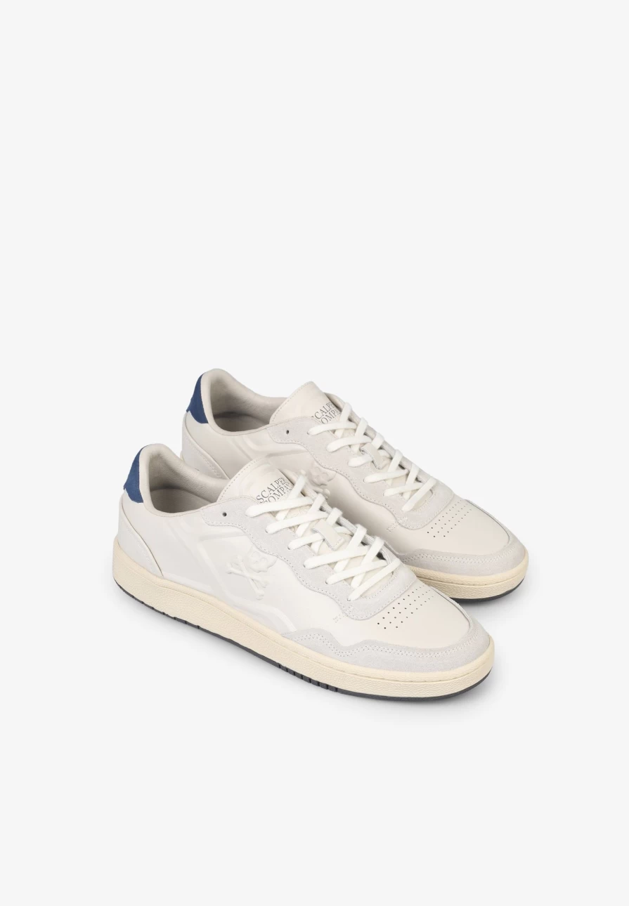 "ScalpersCompany Men's Nappa Leather Sneakers with Embossed Detail - Premium Style & Comfort"