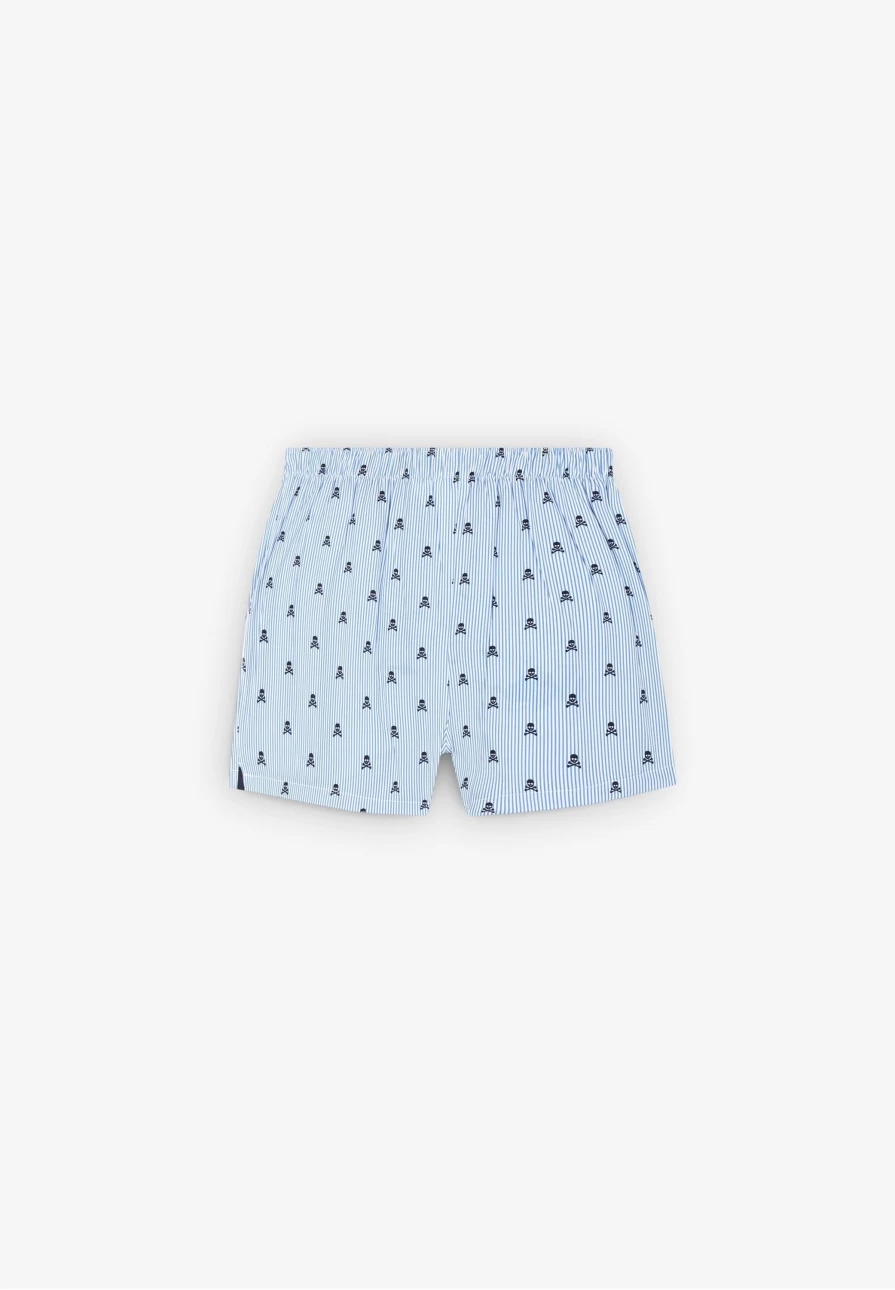 "ScalpersCompany Men's Striped Skull Print Boxer Shorts - Trendy Skull Design Underwear"