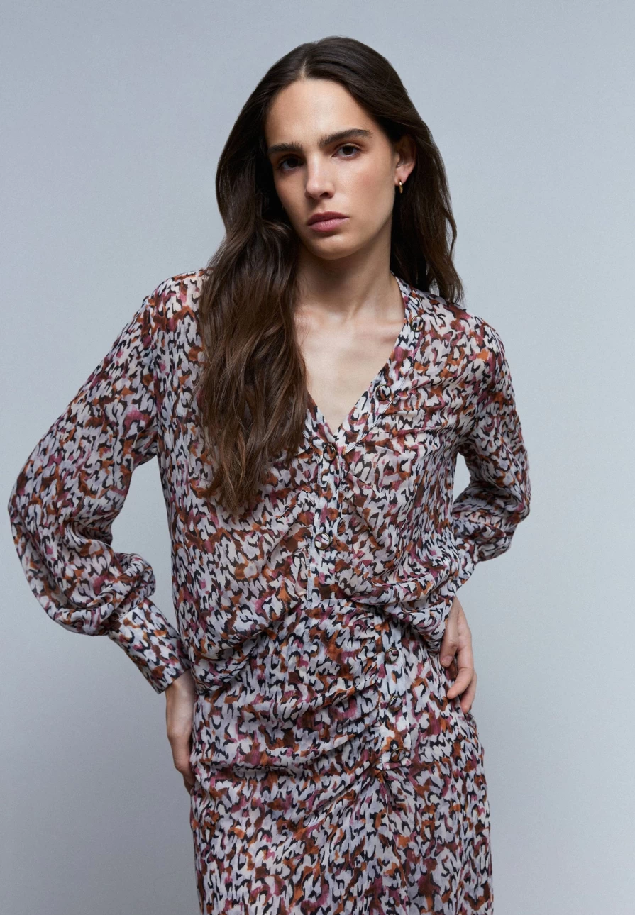"ScalpersCompany Women's Stylish Draped Print Blouse – Trendy Floral Tops for Women"