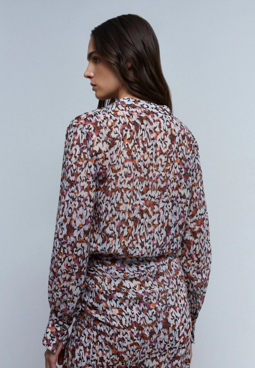 "ScalpersCompany Women's Stylish Draped Print Blouse – Trendy Floral Tops for Women"