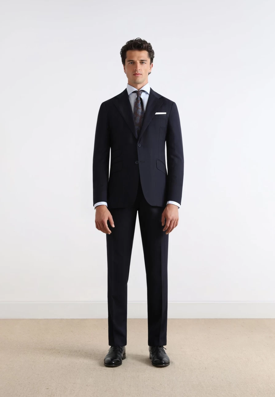 "Navy Spike Men's Herringbone Suit by ScalpersCompany – Premium Navy Blue Business Attire"