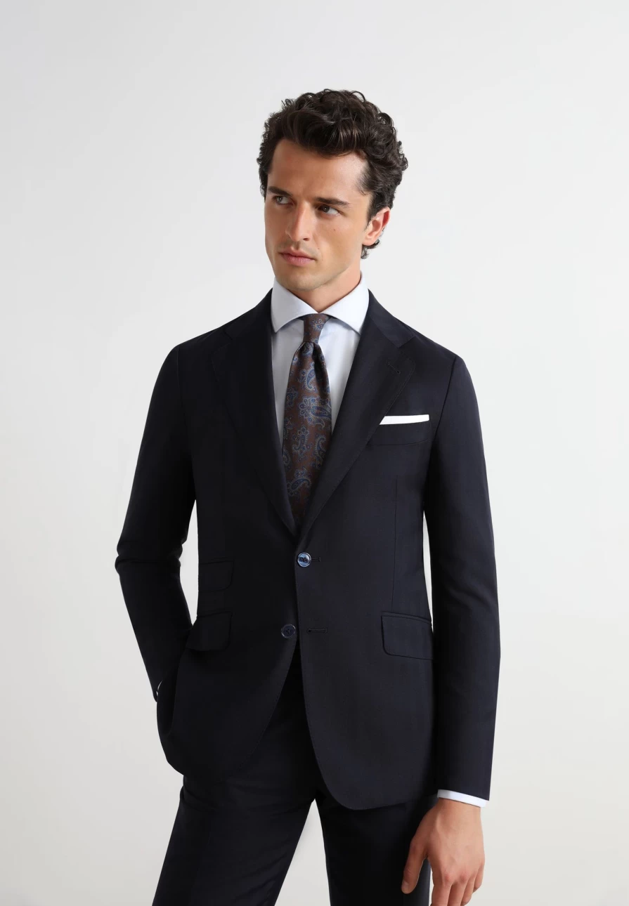 "Navy Spike Men's Herringbone Suit by ScalpersCompany – Premium Navy Blue Business Attire"