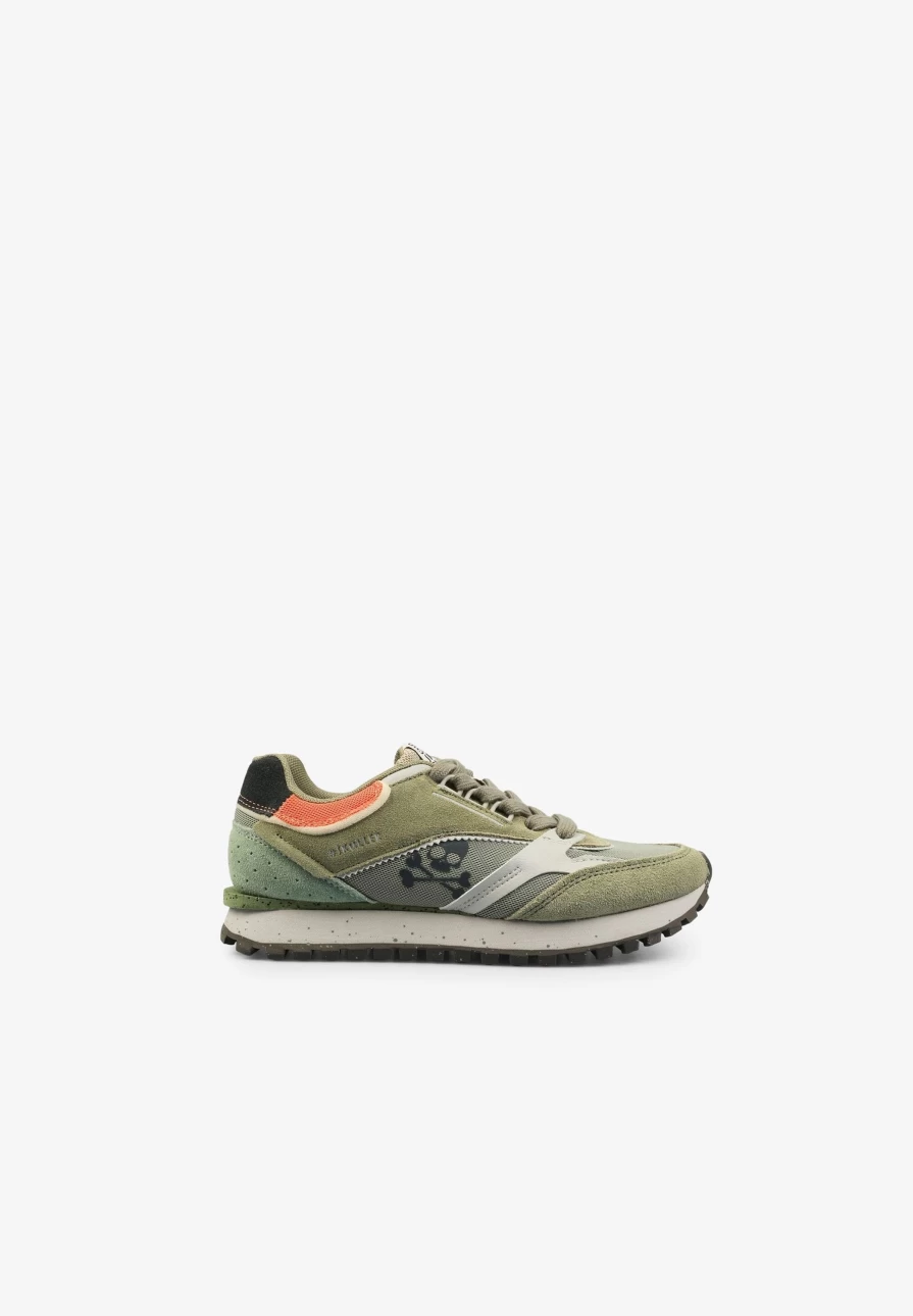 "ScalpersCompany Kids Khaki Skull Print Fabric Sneakers"
