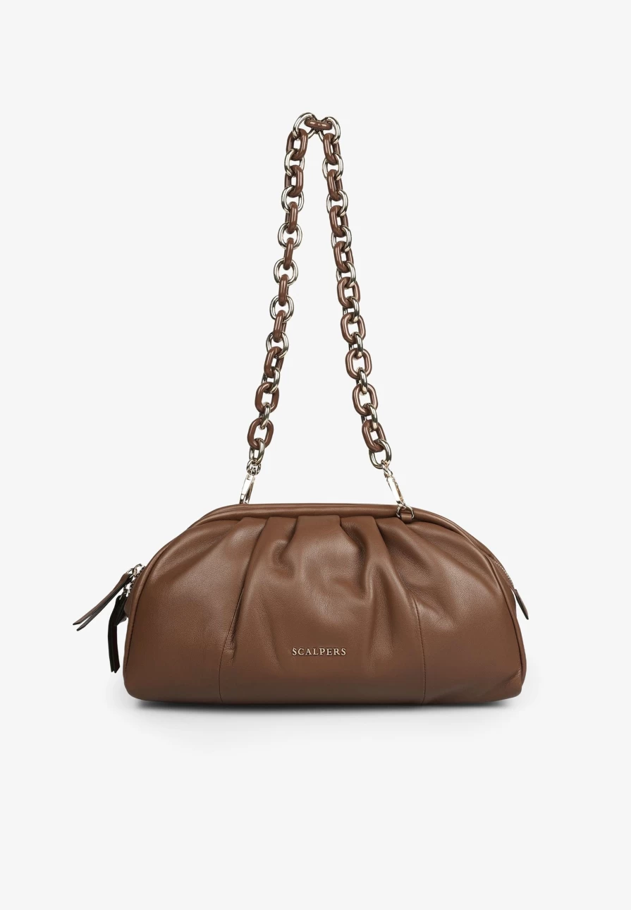 "ScalpersCompany Women's Ruched Leather Clutch Bag – Stylish Handbag for Women"