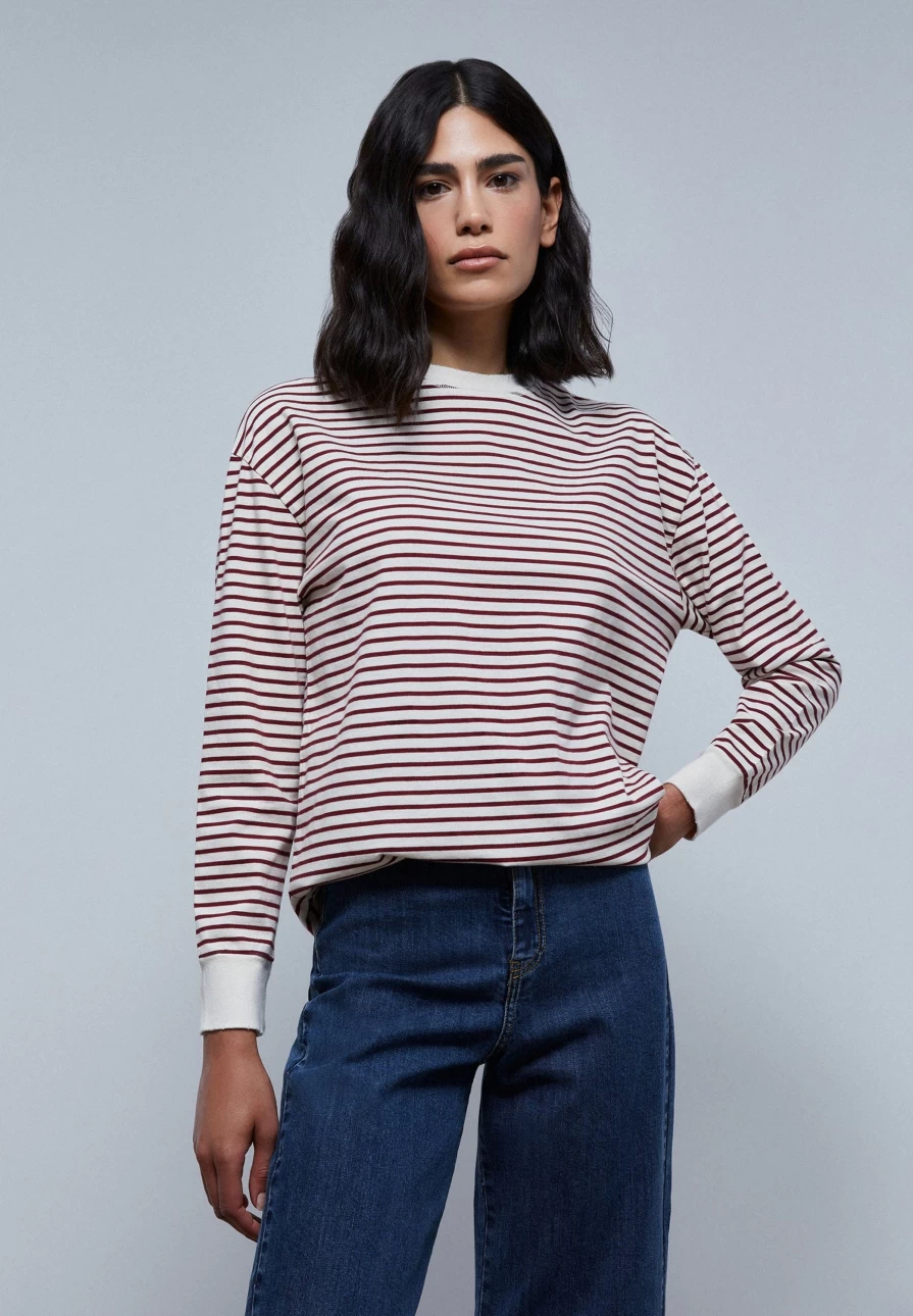 "ScalpersCompany Women's Fashion Long Sleeve Striped Casual T-Shirt"