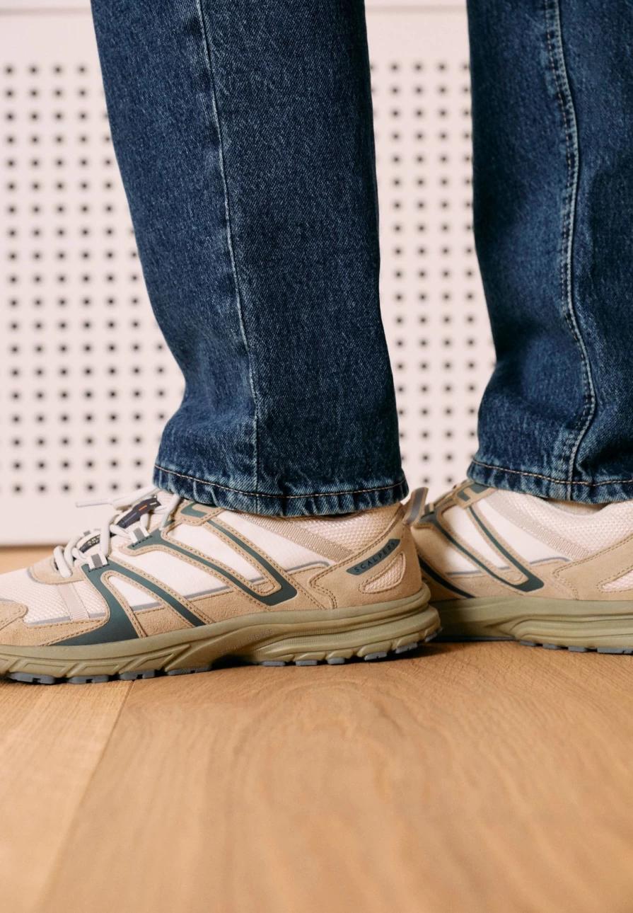 "ScalpersCompany Men's Beige Outdoor Sneakers for Hiking & Trail Running"