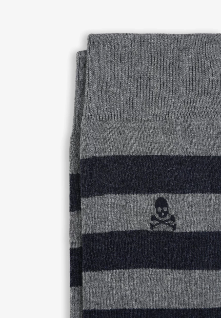 "ScalpersCompany Men's Striped Skull Print Socks - Edgy Skull Design for Men"
