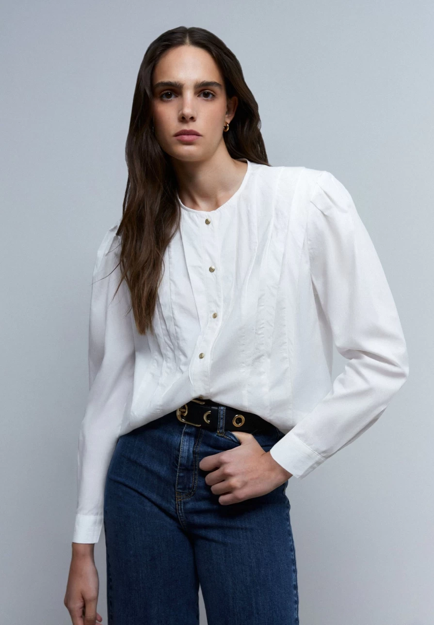 "ScalpersCompany Women's Elegant Blouse with Pintuck Detail - Stylish & Chic Top"