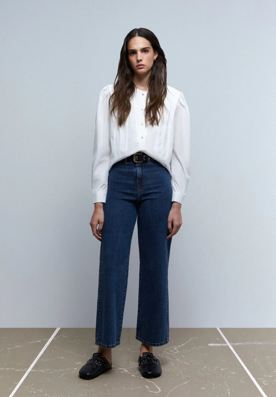 "ScalpersCompany Women's Elegant Blouse with Pintuck Detail - Stylish & Chic Top"