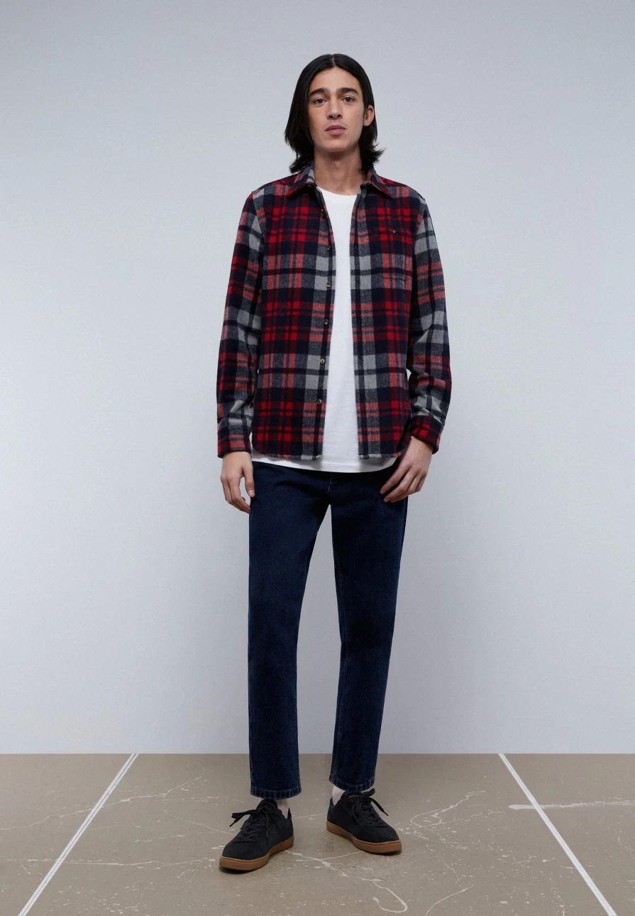 "ScalpersCompany Men's Checked Flannel Overshirt - Classic Plaid Shirt for Men"